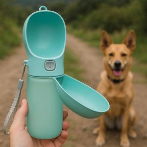 Leak Proof Portable Dog Water Bottle With Folding Drinking Bowl For Outdoor Hiking Walking Travel