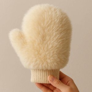 Ultra Soft Lambs Wool Pet Polishing Glove For Enhancing Coat Shine And Distributing Natural Oils