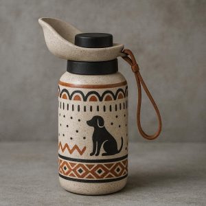Handcrafted Ceramic Look Pet Travel Bottle With Artistic Patterns For Stylish Urban Dog Owners
